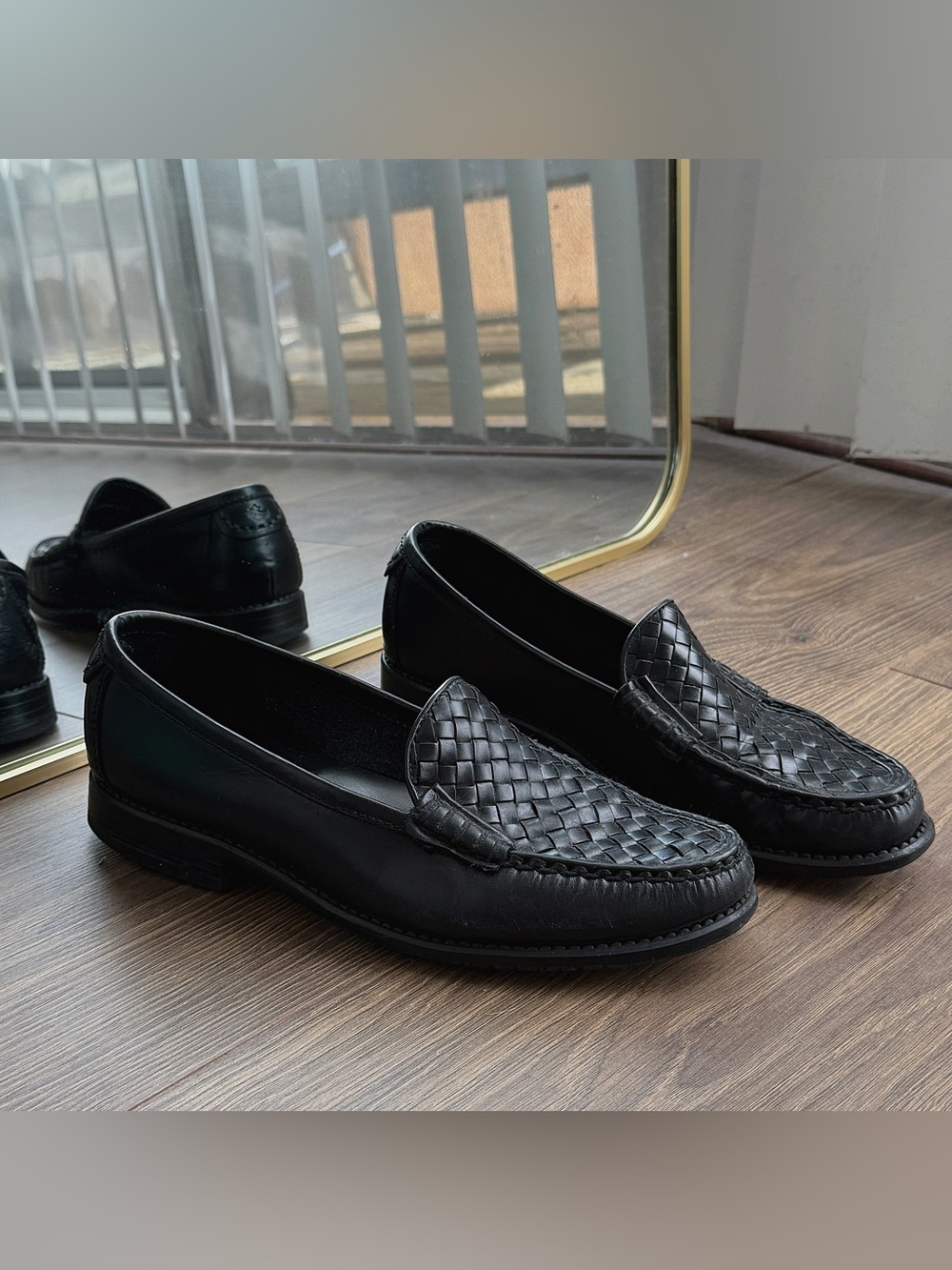 G.H. Bass & Co. Black Woven Leather Slip-On Loafers